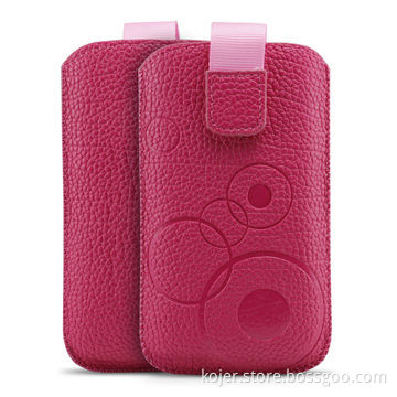 Mobile Phone Cases for iPhone 4/4S, Made of PU Leather Material with Retractable Pull-tab